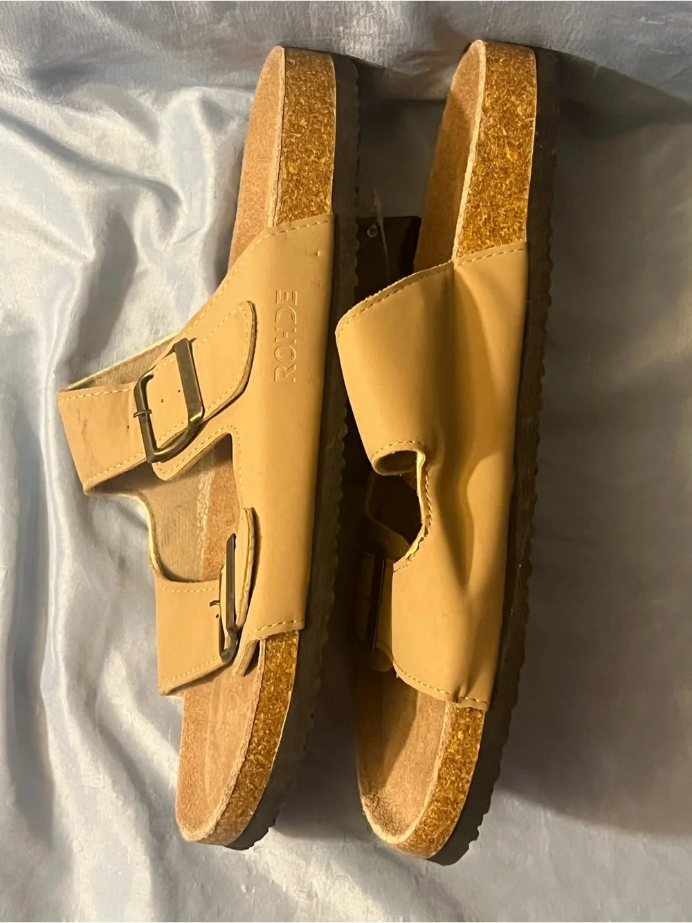 Seekavan Tan Double-Buckle Slide Sandals